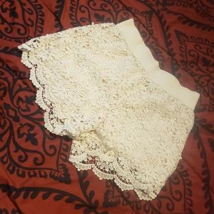 White lace shorts